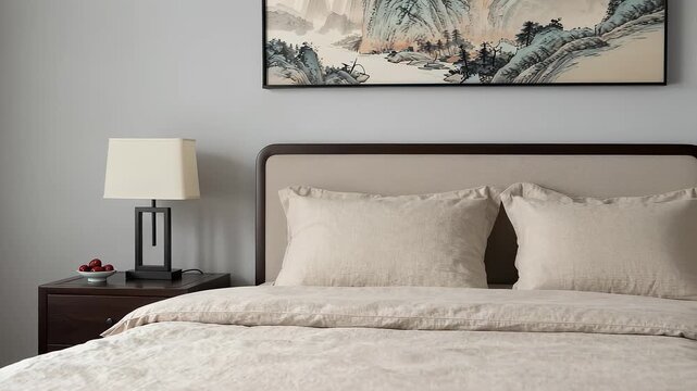Red dates on a nightstand in modern Chinese bedroom