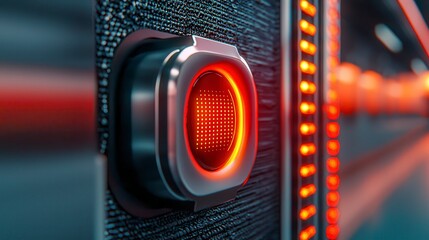 Red Digital Display Button on Metallic Panel