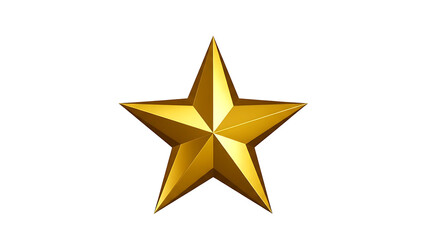 Obraz premium Shiny Golden Five-Point Star Isolated on White Background