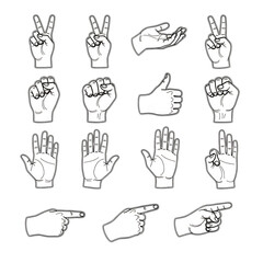 様々な手のポーズ集、表現力豊かなイラスト
