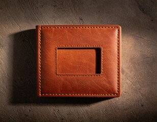 Blank Brown Leather Notebook Cover Mockup with Debossed Area