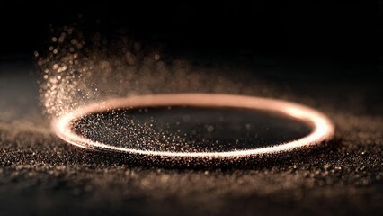 Glowing ring sparks fly through dark air creating circular motion