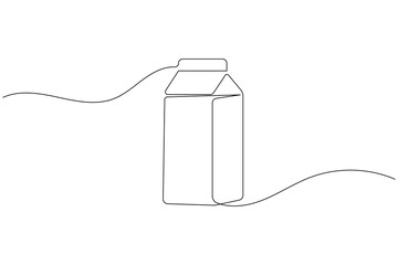 Minimalist continuous line drawing of a milk carton packaging vector