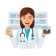 Pharmacist Holding Prescription and Pill Dispenser