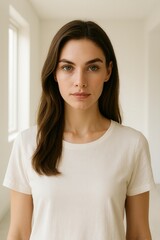 Unveiling Natural Beauty: A portrait showcases a beautiful young woman. Her captivating gaze draws the viewer in, highlighting her radiant beauty and natural grace.