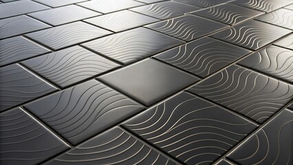 Elegant Metallic Tile Pattern with Wave Design for Modern Interior.