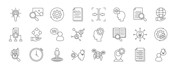 Context icon set collection in flat style. Icon pack contains context, background, situation, setting, scenario, frame, environment, perspective, circumstance, condition, culture and more.
