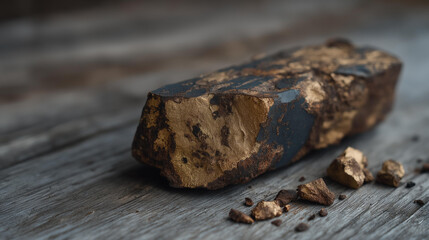 Fototapeta premium Metal sample used in industrial testing, simple composition and visible structure expressing material performance and manufacturing standards. cinematic color correction, natural uneven lighting