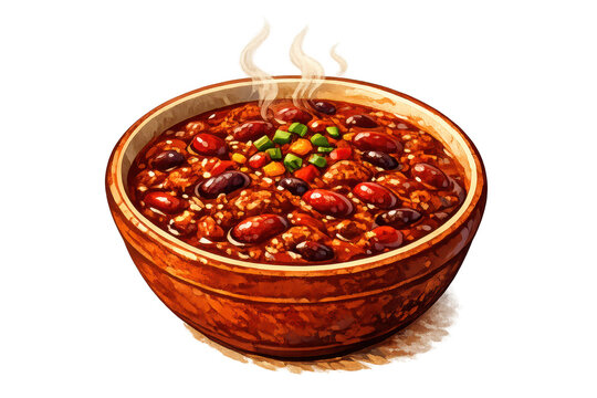 Delicious Chili Bowl with transparent background for website and apps.