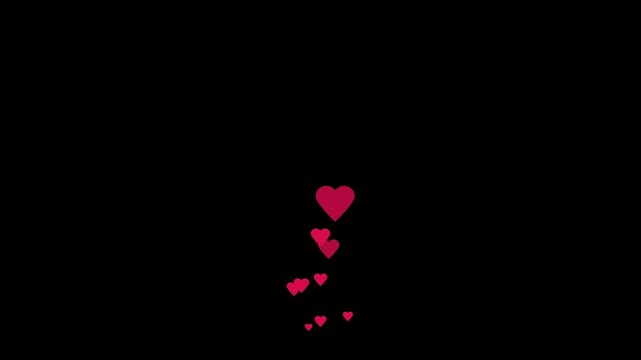 Hot pink Heart flaying animation on transparent background