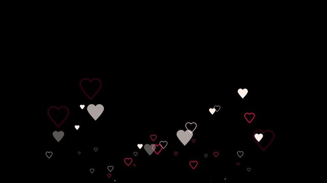 Pink Heart shape flaying background animation. Transparent background