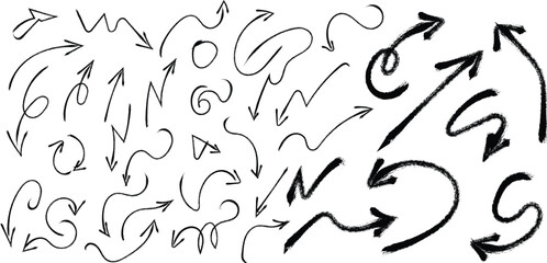 Fototapeta premium A collection of abstract black arrows on a white background