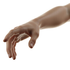 伸ばされた腕、人間らしい手のクローズアップ