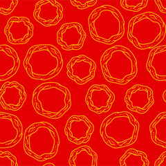 Fried onion ring pattern background. Onion ring doodle fried snack Street fast food pattern. fried onion ring seamless pattern background.
