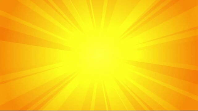 Orange summer sunburst motion background. 4K vibrant yellow sun rays animation for tropical vacation promos, seasonal sales, energetic intros and bright sunny backdrops.