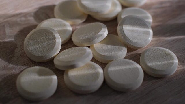 Close-up of effervescent tablets of pain reliever or vitamin supplement