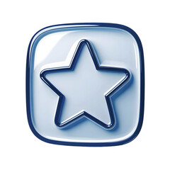 Obraz premium 3D white glass star rating icon, glossy translucent button, cut-out with background removal Transparent Background
