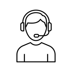 Obraz premium Male Customer Service Representative Vector Line Icon
