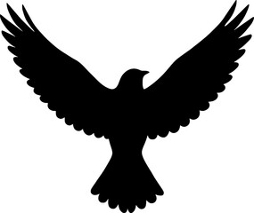 Flying Bird Silhouette with Spread Wings © Nibir
