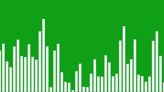 Green Background with White Sound Wave Bars.