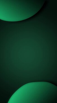 Abstract shapes float in a dark green gradient background to create a modern minimalist composition.