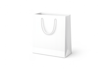 White paper shopping bag realistic mockup with transparent background