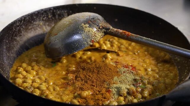 Chole masala or chana spicy curry eaten with bhature or kulcha