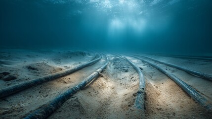 submarine cables in the ocean