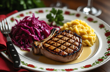 grilled steak with vegetables