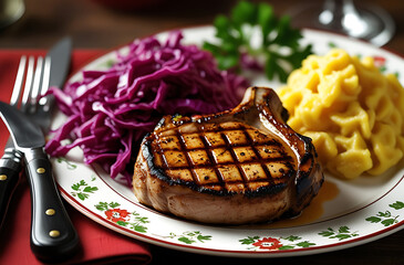 grilled steak with potatoes