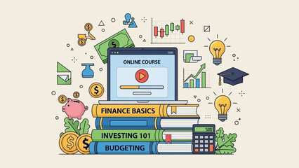 Online education platform for financial literacy, covering investment principles, budgeting, and money management skills development