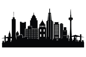 Obraz premium Metropolitan City Landscape Silhouette Isolated Vector Art