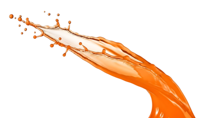 Dynamic Orange Liquid Splash Isolated on White Background