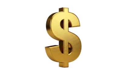 Shiny Golden Dollar Sign Symbol 3D Render on White Background