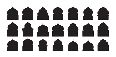 Islamic dome silhouettes and arabic mosque architectural shapes set for ramadan and eid design art © MdJahid