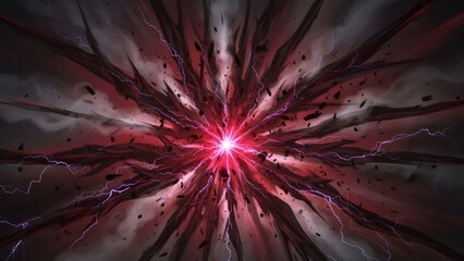 Abstract energy explosion with lightning and particles, dynamic visual