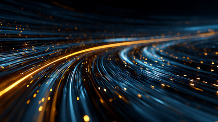 Vibrant digital light trails swirling in dynamic motion
