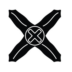 Black X Mark Icon with Stylized Cross Elements
