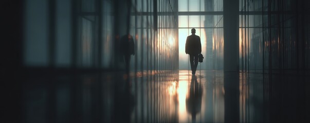 Corporate Journey of Ambition in a Luxurious Business Environment at Dusk