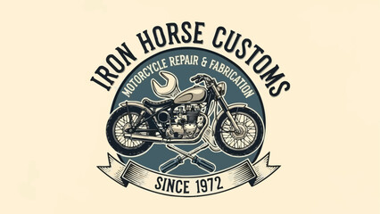 Vintage Motorcycle Repair and Fabrication Logo. © ade