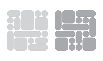 Gray color modern liquid bento grid collage frame effect UI panel template design. Web interfaces surface UI UX design.	