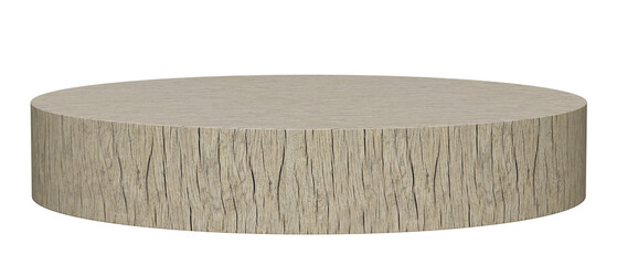 3d rendering wooden cylinder podium round geometric form stand for create and design with isolated on transparent background	
