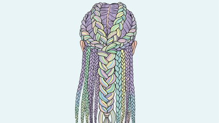 Obraz premium Intricate Braided Hair Style with Pastel Colors.