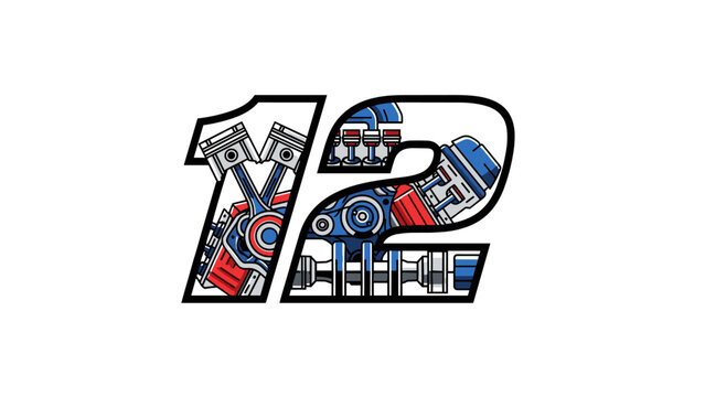 Number 12 Engine Design Mechanical Automotive Racing.