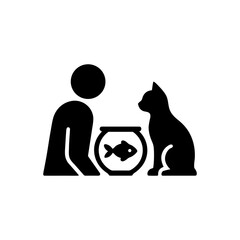 Curious Cat Watching Fish Icon