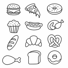 Set of different types of bread and bakery products.