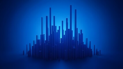 Fototapeta premium A futuristic cityscape with blue bars and gradient background