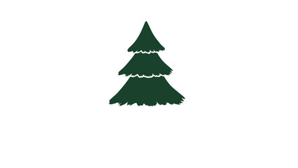 Fototapeta premium Simple and dark green evergreen pine tree illustration is centered on a clean white background to represent nature forest or holidays.