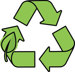 Obraz premium Green recycling symbol with a leaf promoting environmental sustainability and earth preservation concept