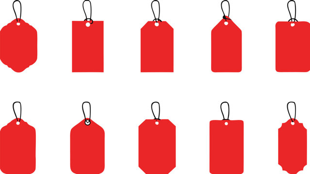 Set of red ribbon isolated background. Discount labels, price tag abs sale labels.